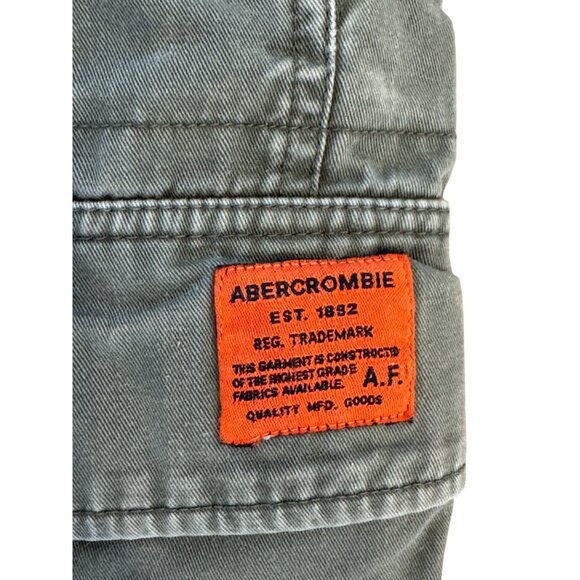 Vintage Y2K Abercrombie & Fitch Mens Cargo Shorts Olive Green W/ Orange Belt Cot - Picture 3 of 5